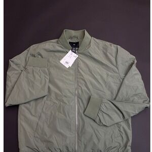 New H&M Mens Olive Green‎ Bomber Jacket Full Zip Lightweight Casual Coat Medium